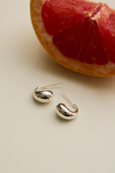 經典水滴C型。銀針耳環(銀)