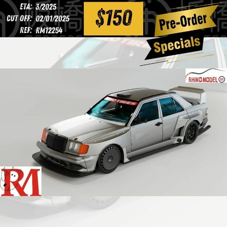 PO-$150 * RHINO MODEL * 1:64 MERCEDES BENZ E CLASS W124 SILVER [OD25/12]