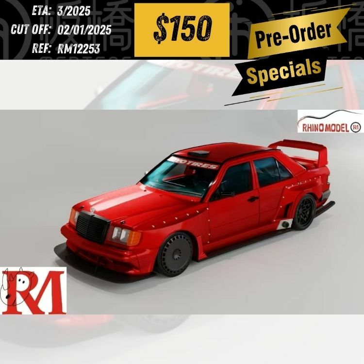PO-$150 * RHINO MODEL * 1:64 MERCEDES BENZ E CLASS W124 RED [OD25/12]