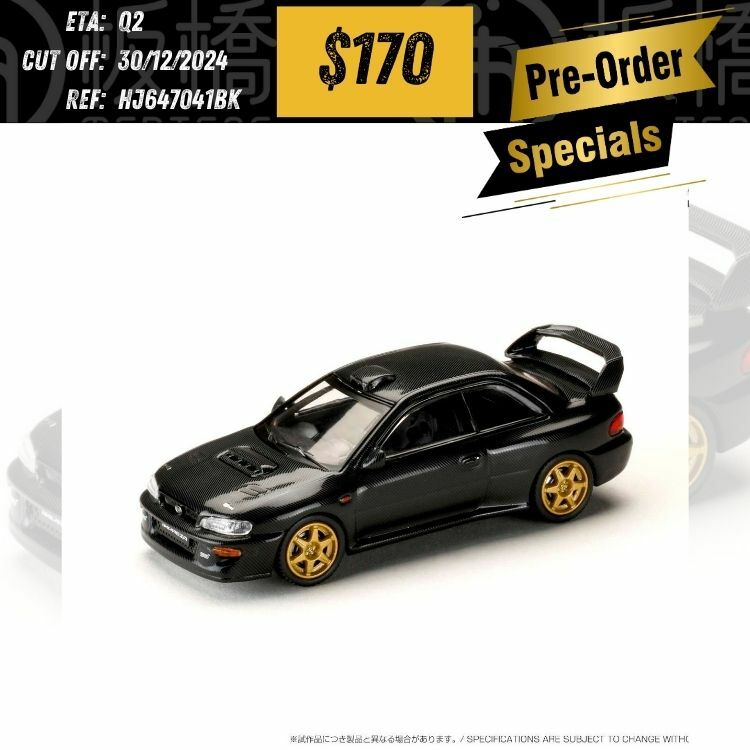 PO-$170 * HOBBY JAPAN * 1:64 SUBARU IMPREZA GC8 WRX 22B STI RALLY BASE CARBON BLACK [OD25/12]
