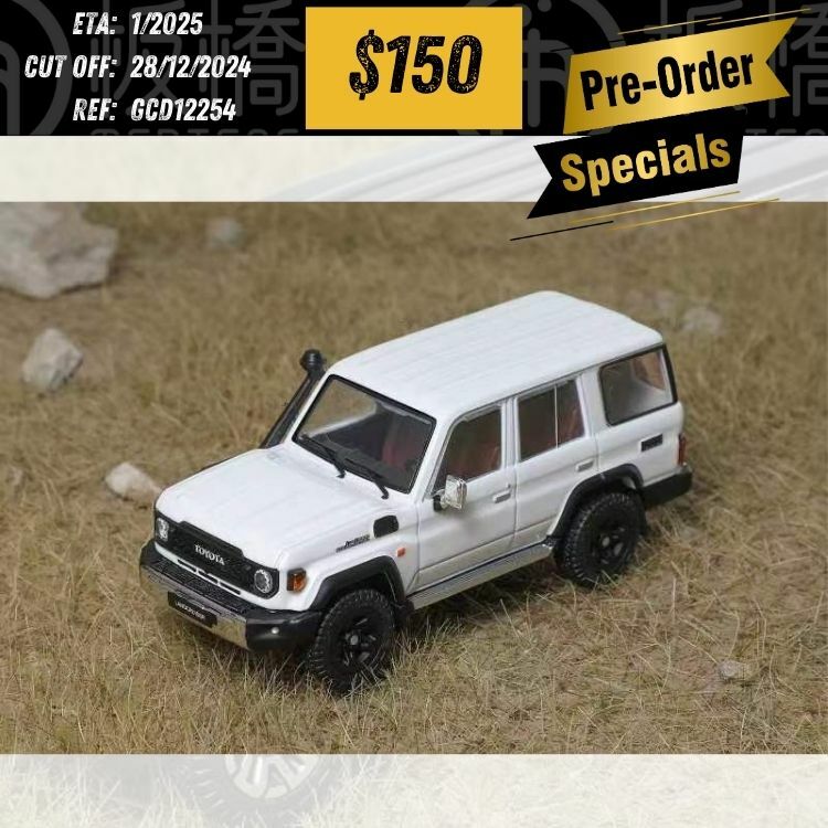 PO-$150 * GCD * 1:64 TOYOTA LAND CRUISER LC76 2023 WHITE LHD [OD25/12]