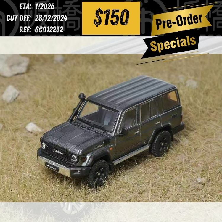 PO-$150 * GCD * 1:64 TOYOTA LAND CRUISER LC76 2023 GREY LHD [OD25/12]