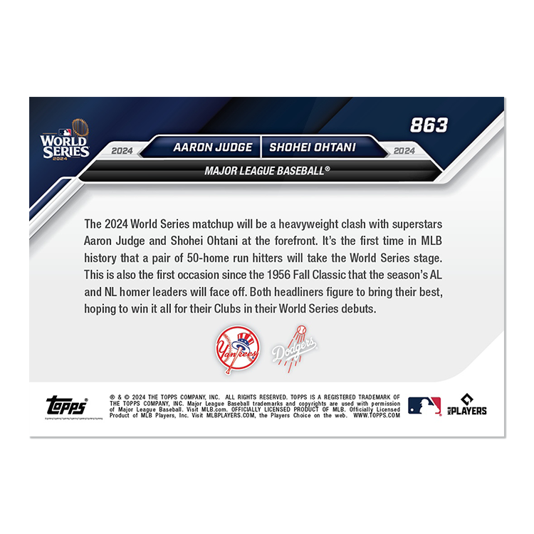 大谷翔平/Aaron Judge 2024 Topps NOW 球員卡 Card 863