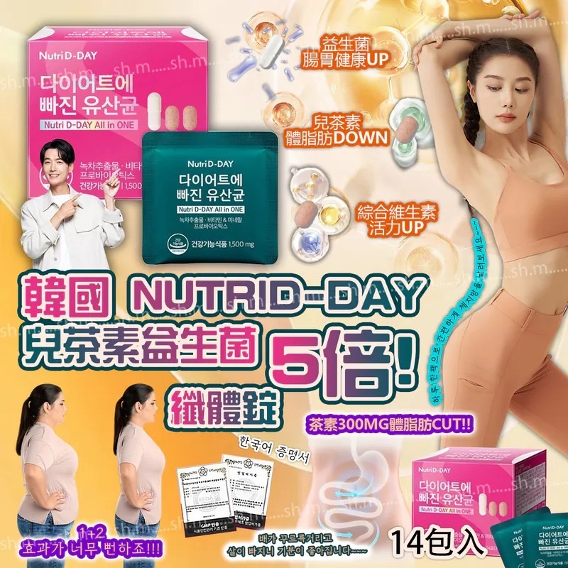 韓國NutriD-DAY兒茶素益生菌5倍纖體錠14包入