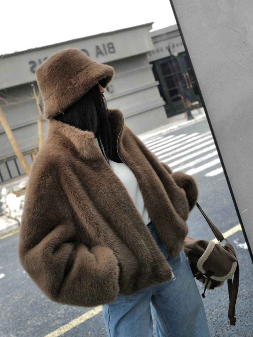 立領貂毛保暖外套*5色