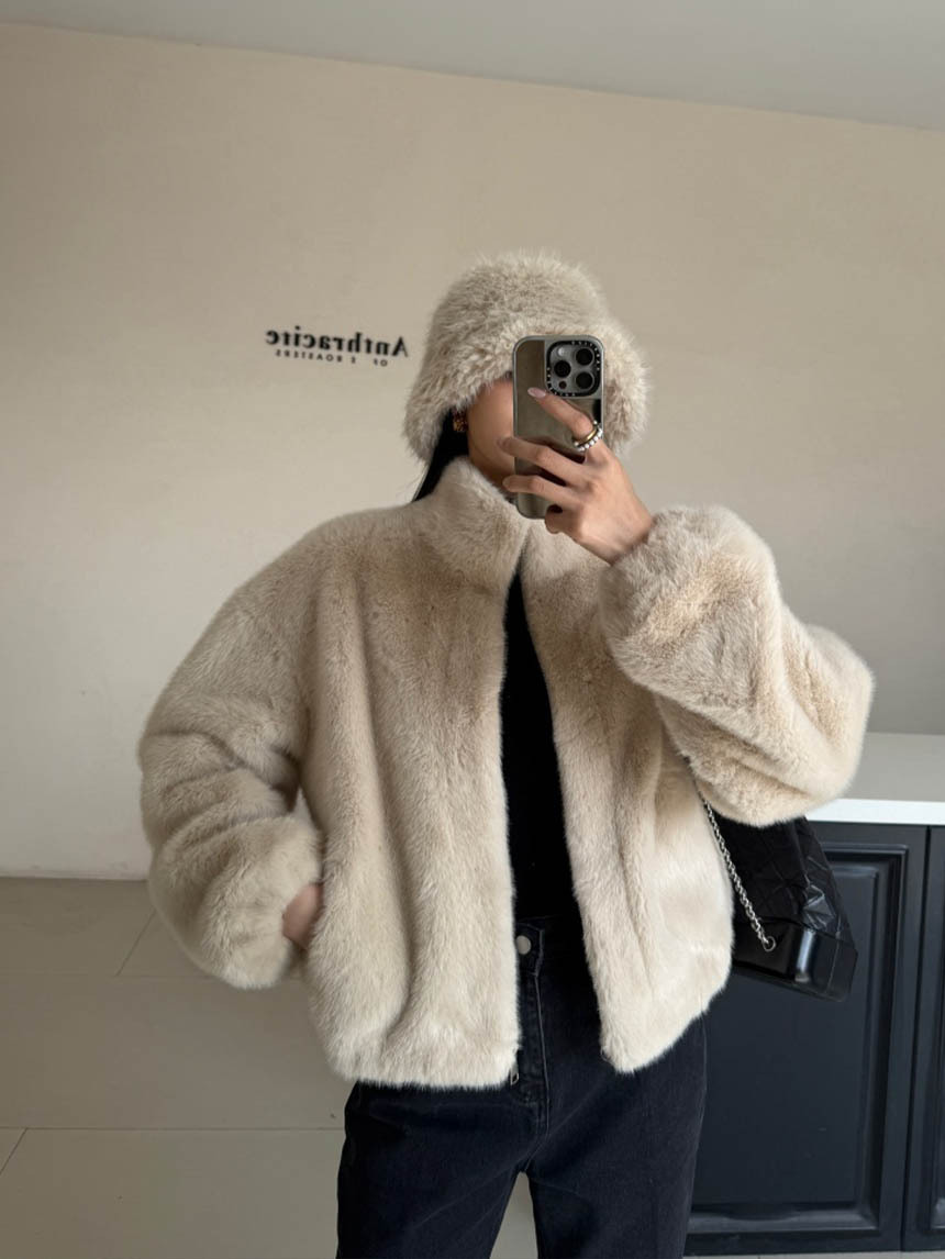 立領貂毛保暖外套*5色