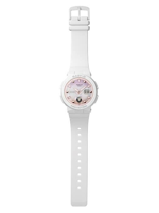 萬年鐘錶 - BABY-G   純白沙灘 防震雙顯電子錶  BGA-250-7A2  錶徑 : 41 MM