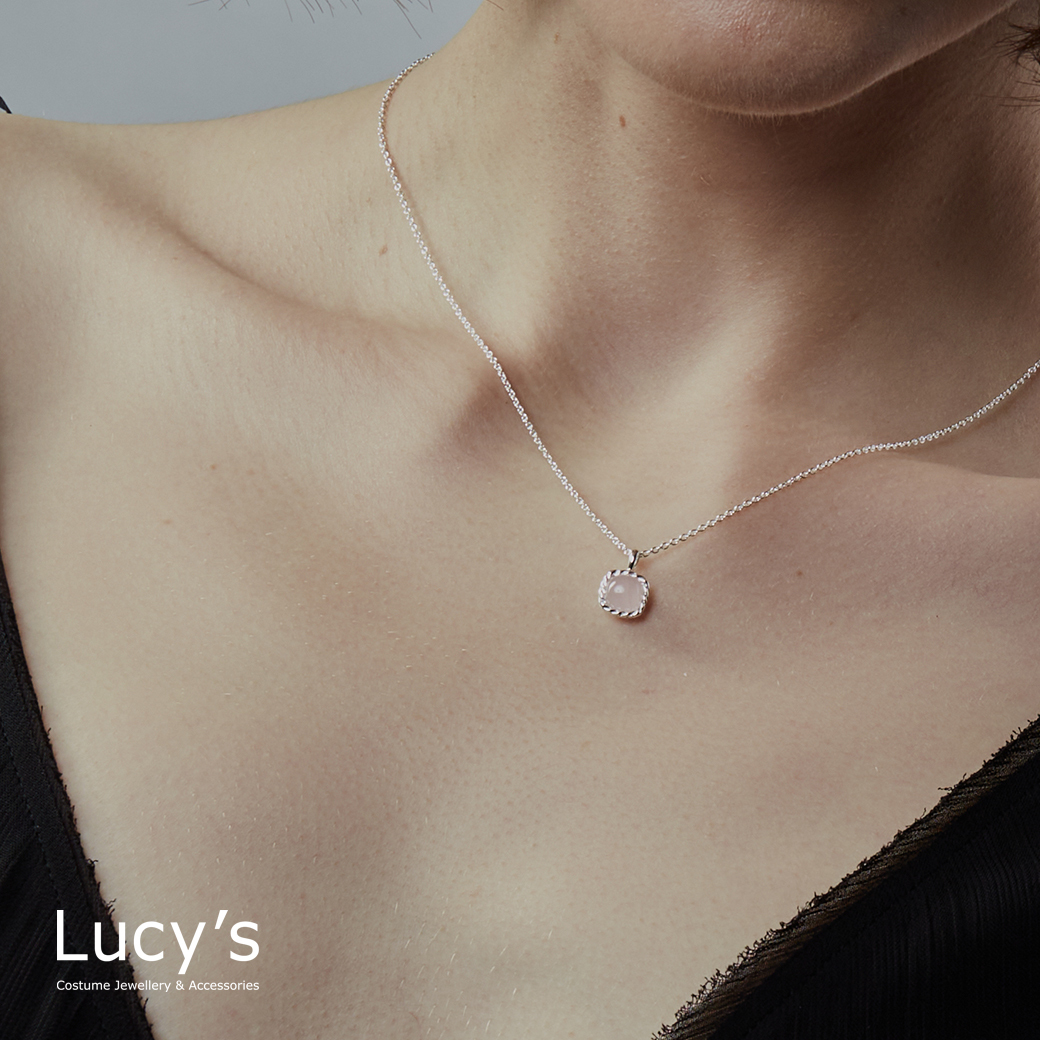 LUXURY 系列｜925純銀 柔光粉晶 項鍊 (113551)