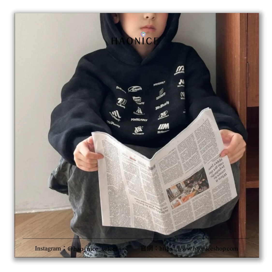 【HAO NICE童裝】巴黎世家Balenciaga上海經銷商🔥滿版logo羊駝絨童版長袖帽T