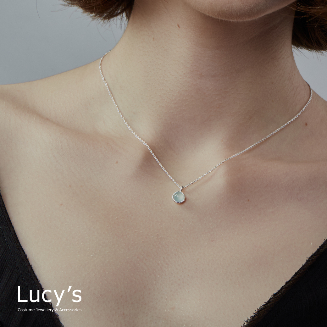 LUXURY 系列｜925純銀 晨露玉髓 項鍊 (113553)