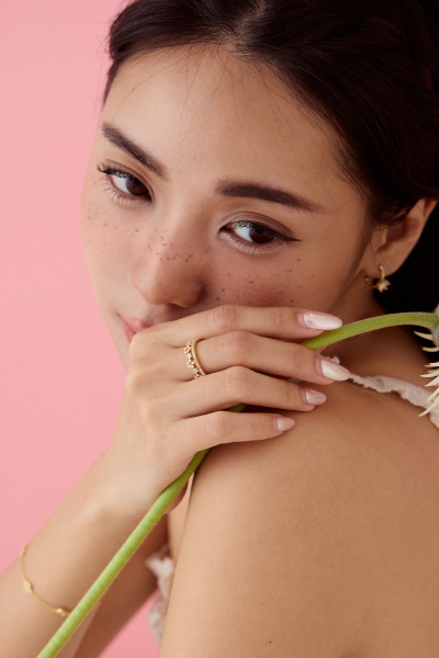 小花清新鋯石可調式戒指