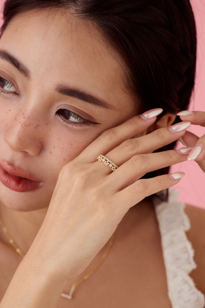 小花清新鋯石可調式戒指