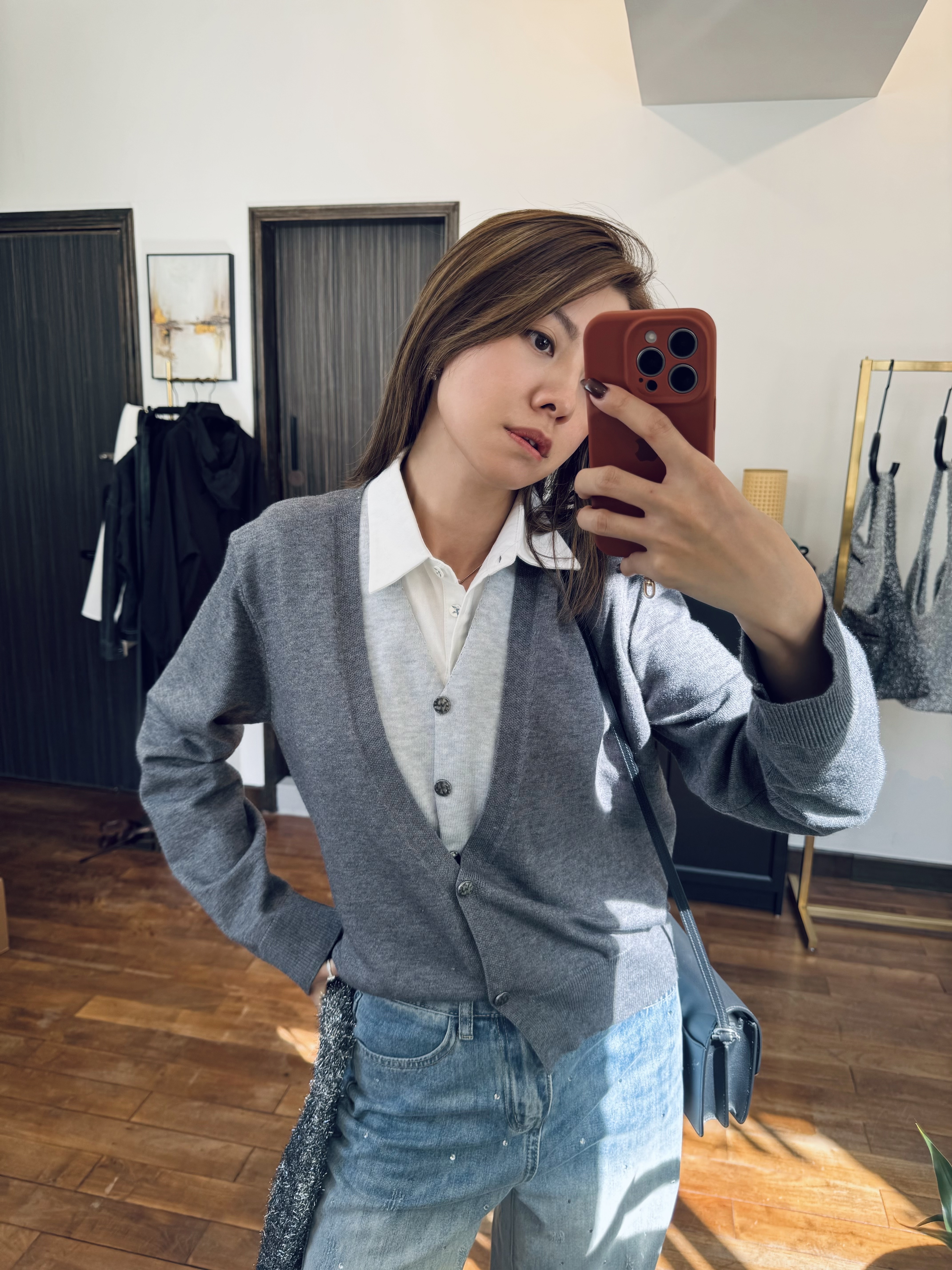 Contrasting Layering Knit Cardigan_KN2412L26