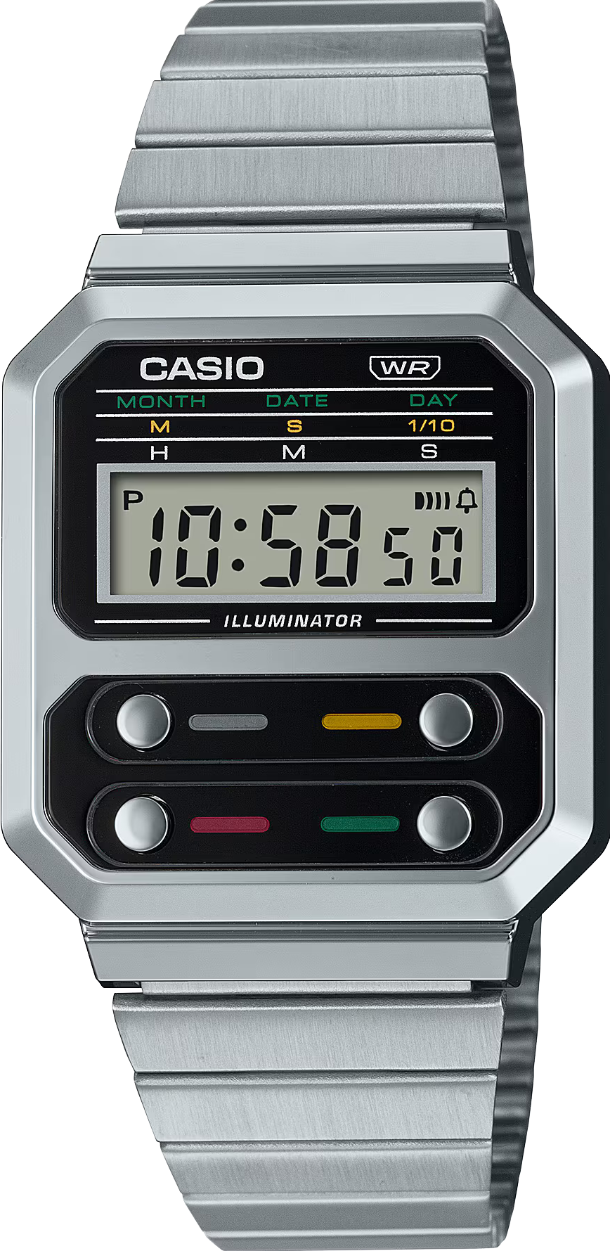 萬年鐘錶 - 卡西歐  CASIO Vintage  復古系方形電子錶  A100WE-1A 錶徑 32.7MM