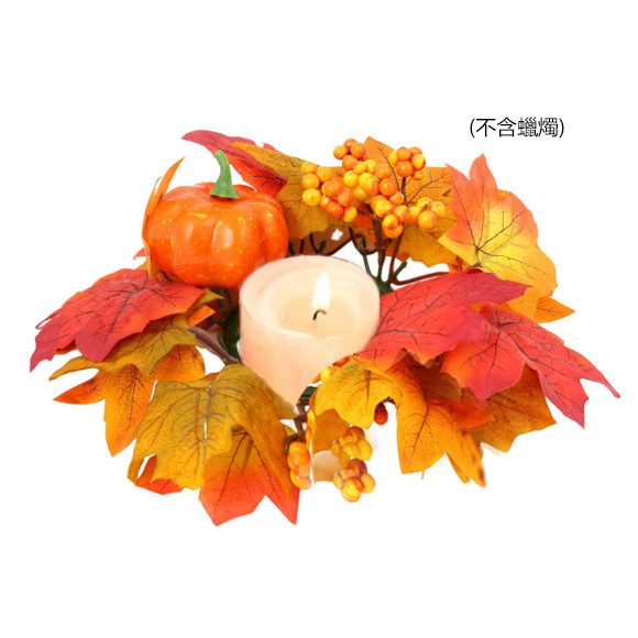 仿真楓葉花環蠟燭環--萬聖節花燭台 創意花環圈【A款】1件