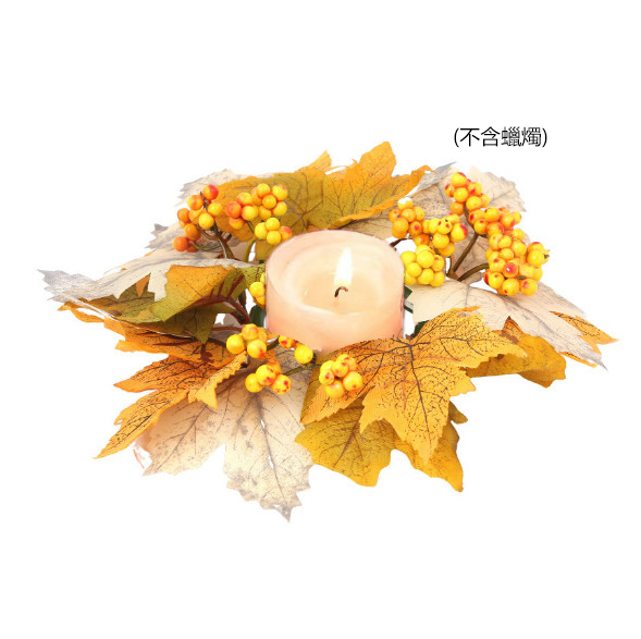 仿真楓葉花環蠟燭環--萬聖節花燭台 創意花環圈【B款】1件