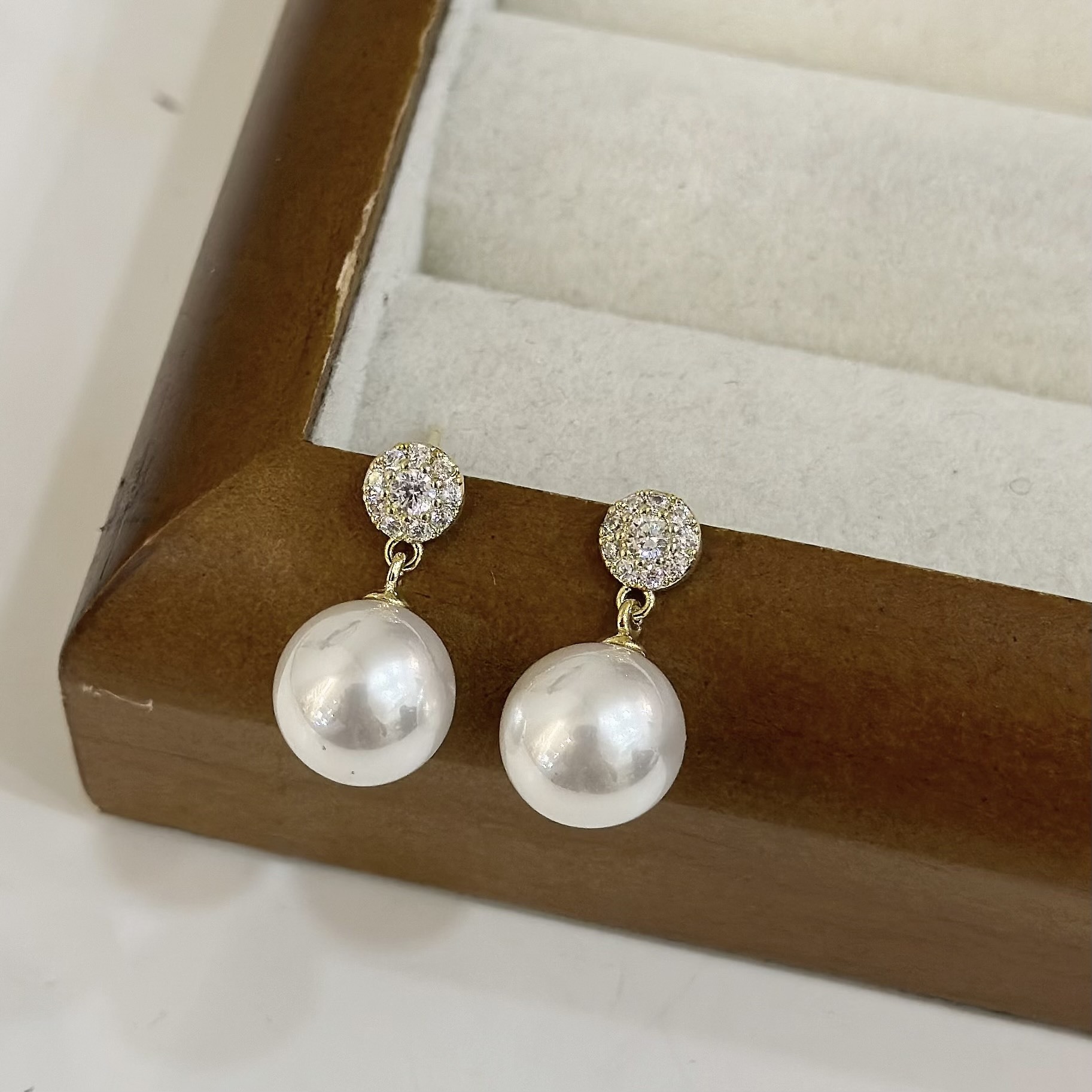 515圓形滿鑽珍珠垂吊