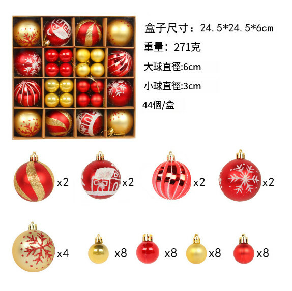 聖誕樹裝飾彩球--聖誕球派對禮盒套裝 聖誕樹掛飾【R2-2紅金款】1件