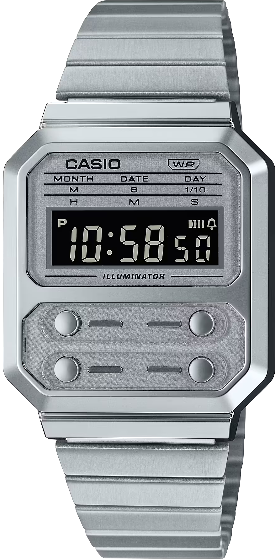 萬年鐘錶 - 卡西歐  CASIO Vintage  復古系方形電子錶 A100WE-7B  錶徑 32.7MM