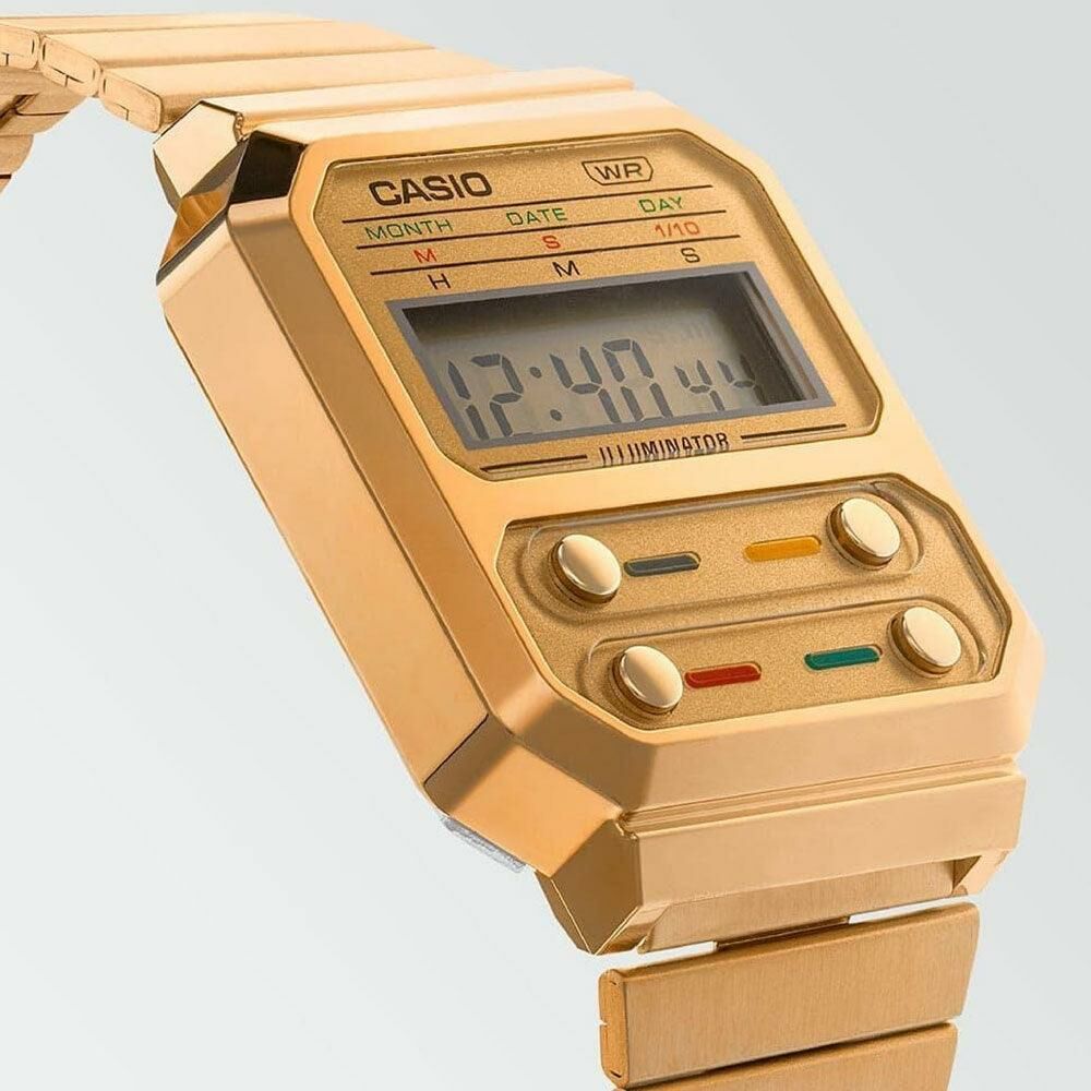萬年鐘錶 - 卡西歐  CASIO Vintage  復古系方形電子錶 A100WEG-9A 錶徑 32.7MM