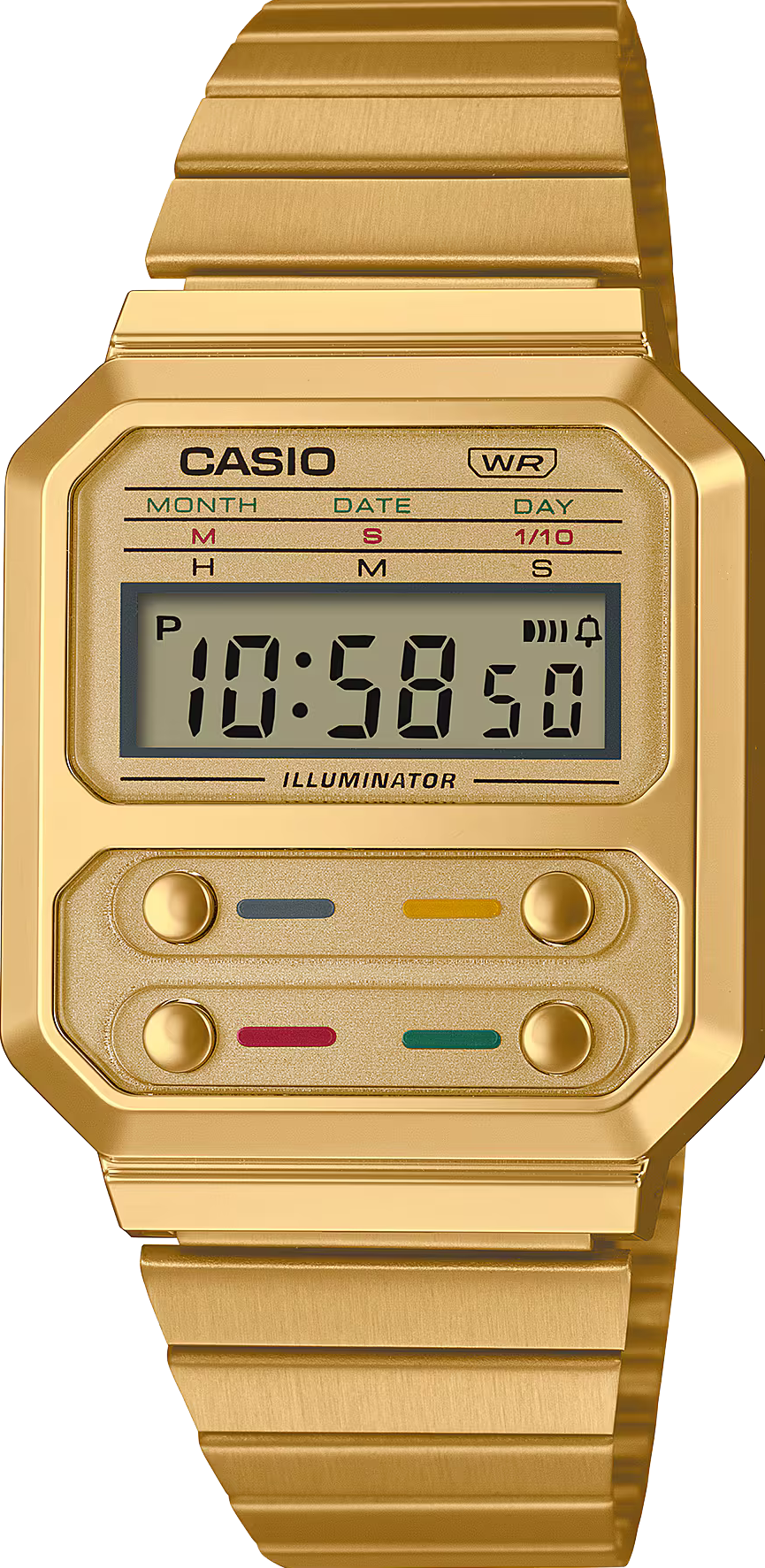 萬年鐘錶 - 卡西歐  CASIO Vintage  復古系方形電子錶 A100WEG-9A 錶徑 32.7MM