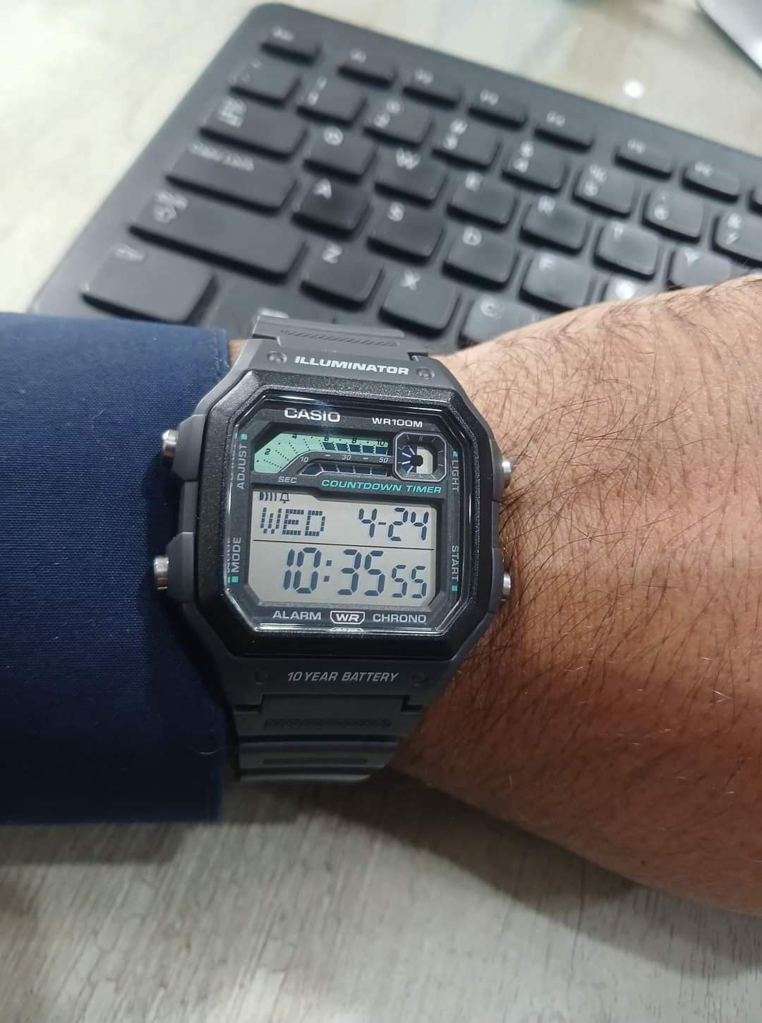 萬年鐘錶 - 卡西歐  CASIO  跑步訓練數位顯示電子錶  WS-1600H-8AV 錶徑 42.1MM