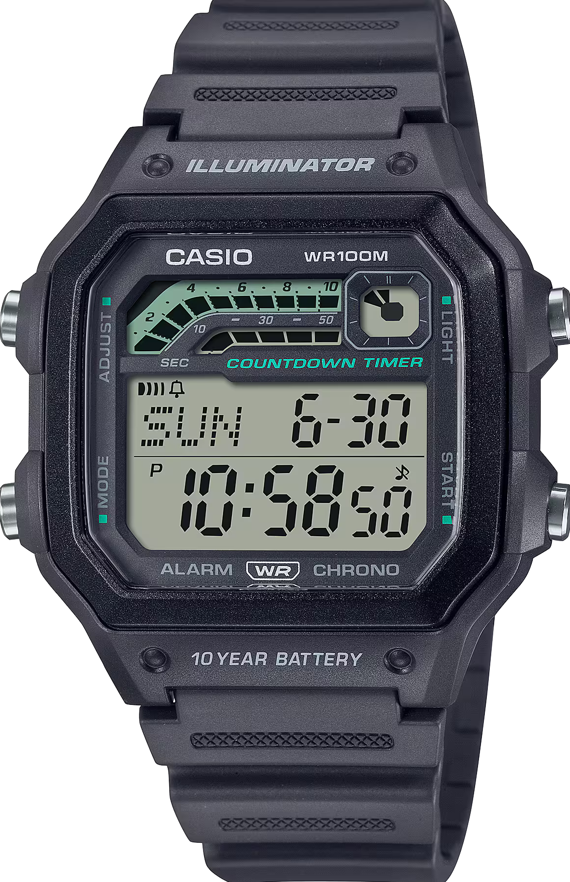 萬年鐘錶 - 卡西歐  CASIO  跑步訓練數位顯示電子錶  WS-1600H-8AV 錶徑 42.1MM