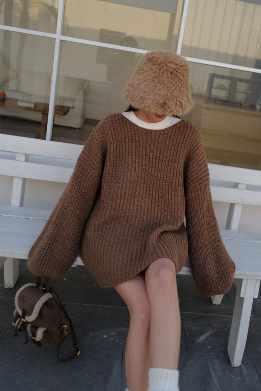 船型領粗針織長版上衣*5色