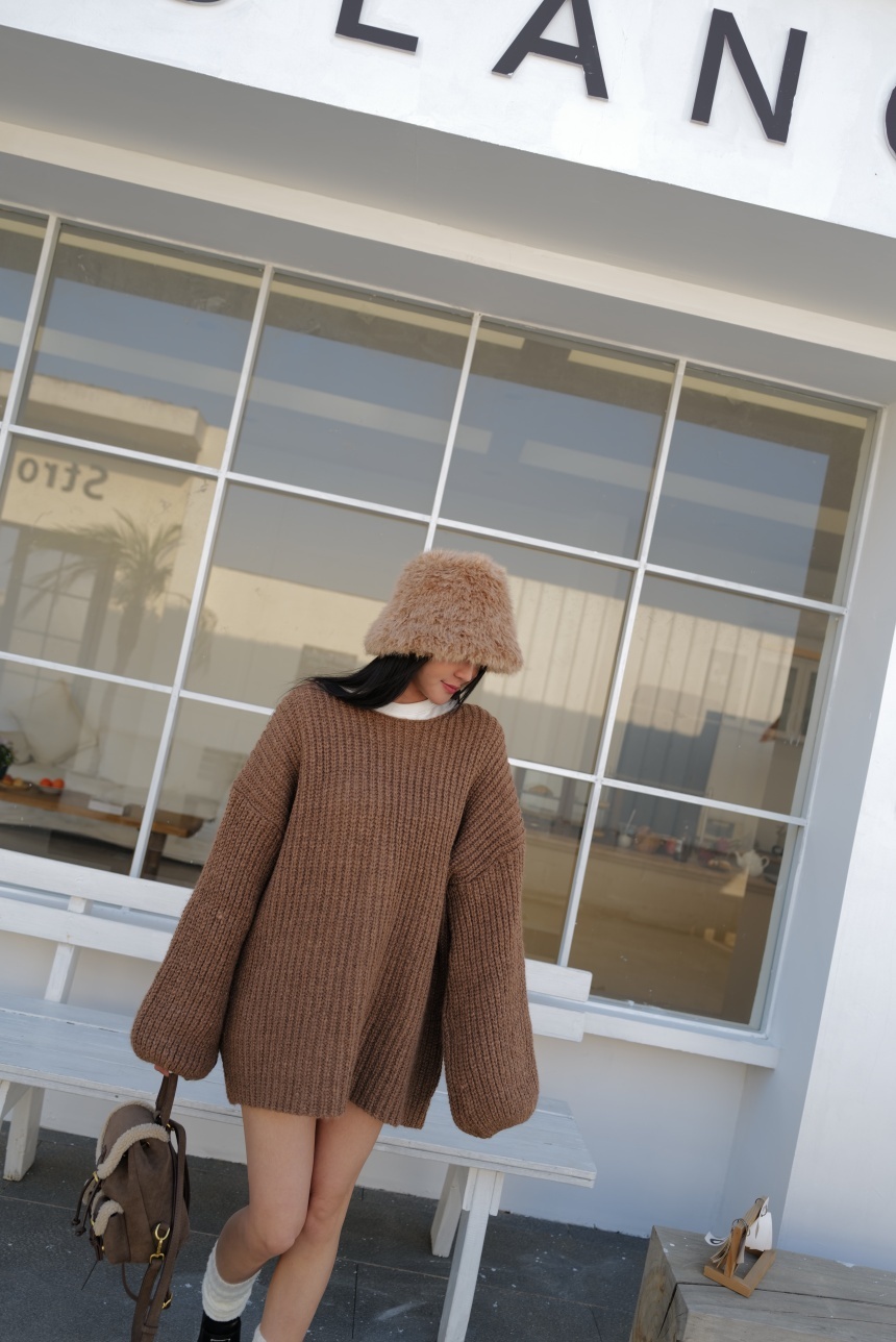 船型領粗針織長版上衣*5色