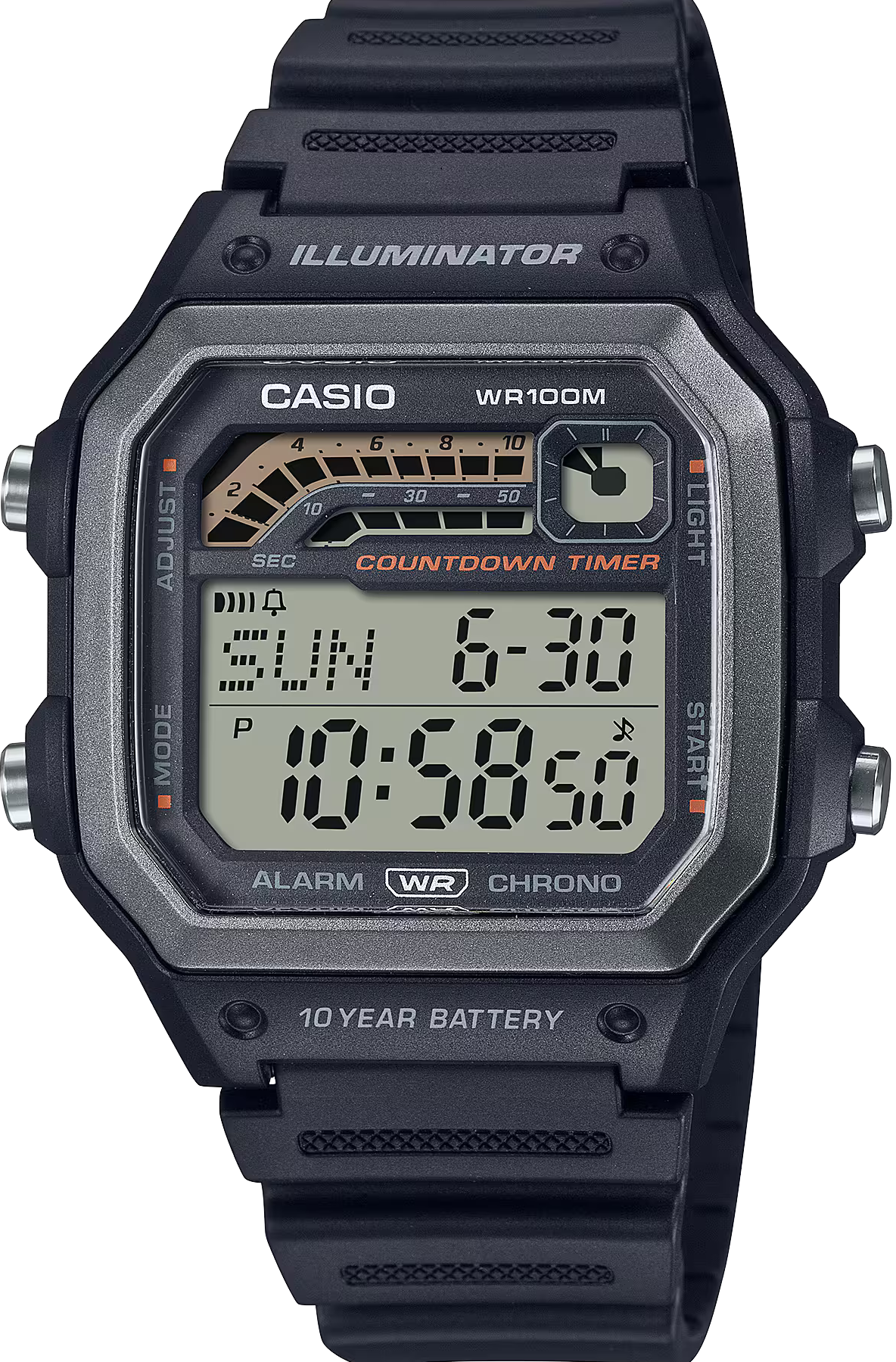 萬年鐘錶 - 卡西歐  CASIO  跑步訓練數位顯示電子錶  WS-1600H-1AV   錶徑 42.1MM