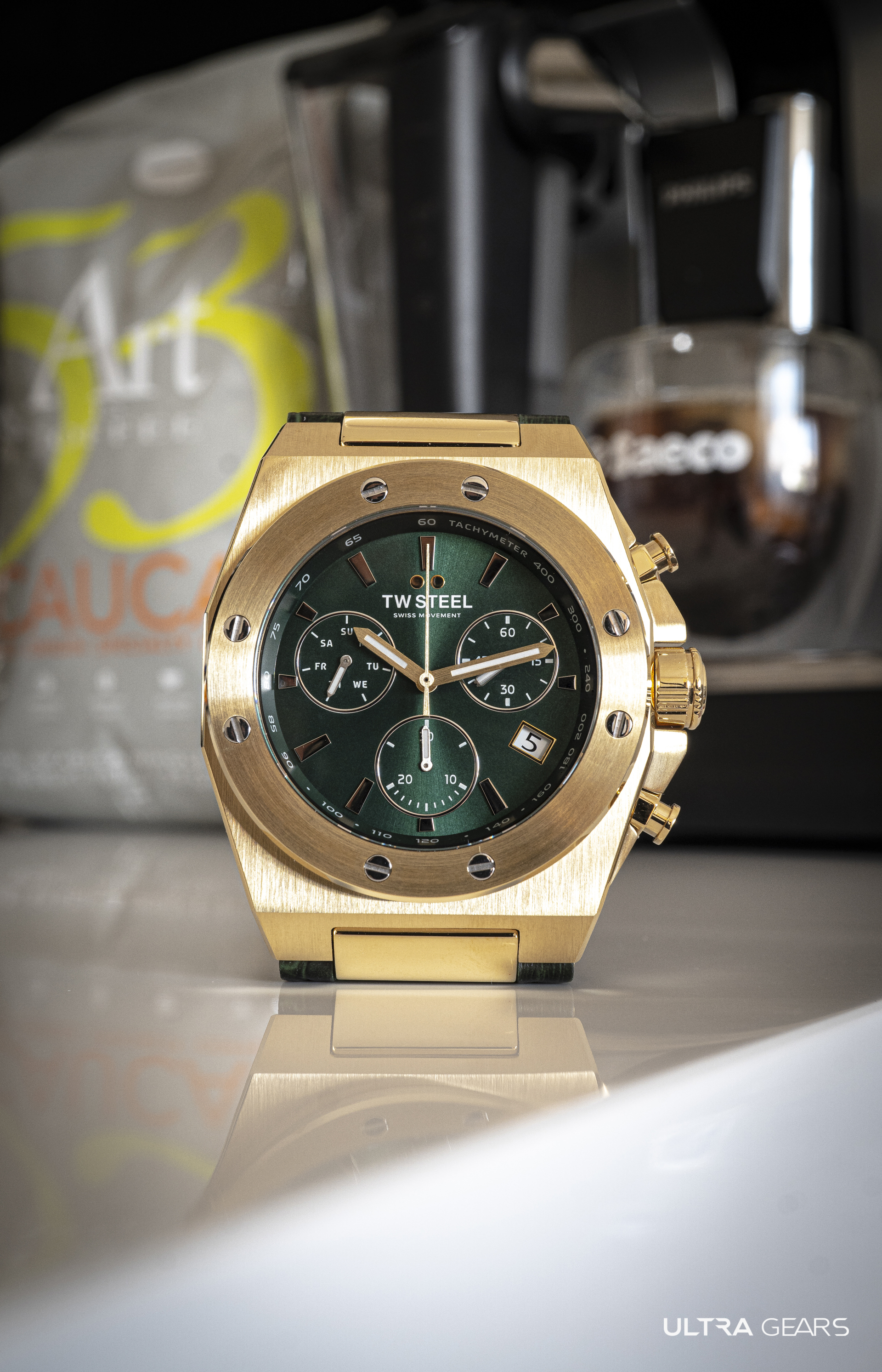 TW Steel CEO TECH 金色綠面計時碼錶 CE4085