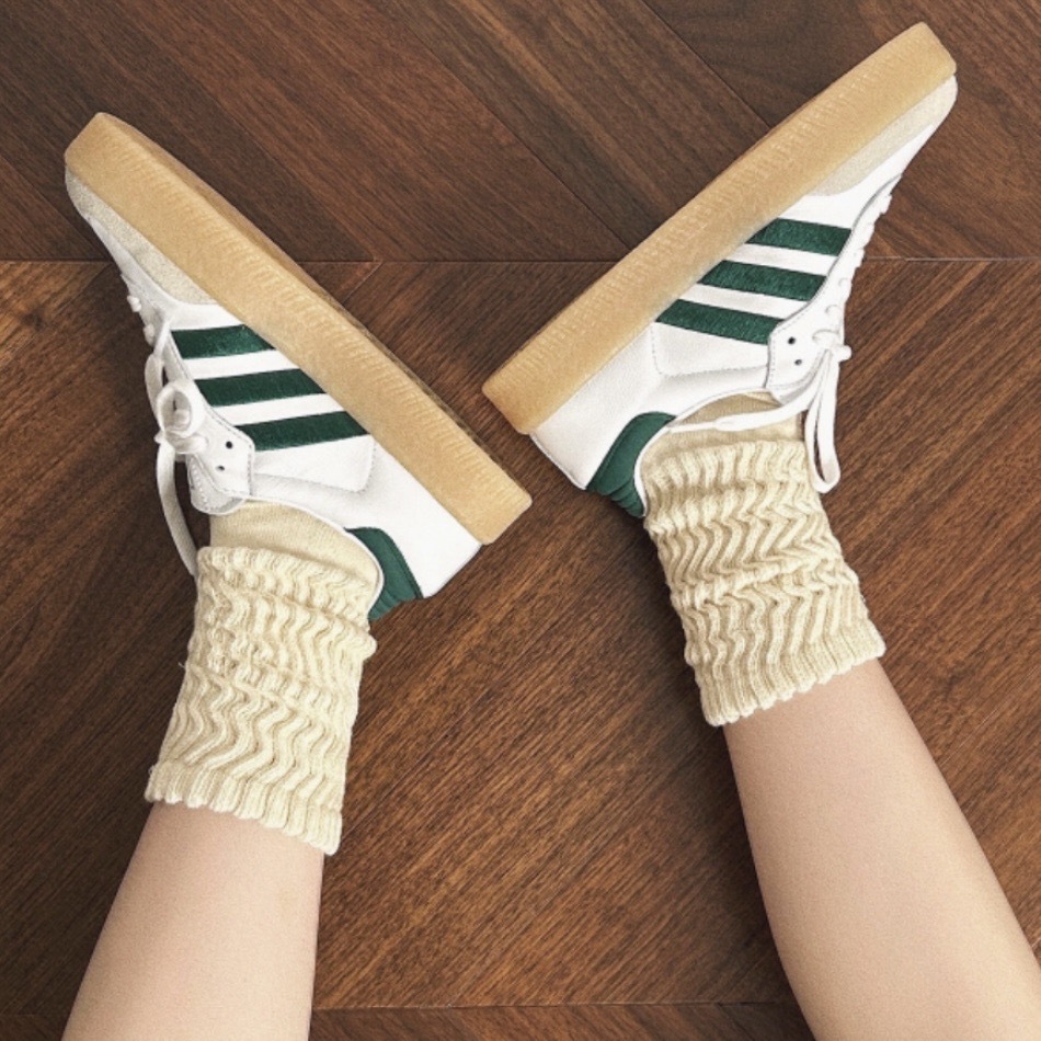 ADIDAS SAMBAE W 白綠 厚底 膠底 皮革 休閒鞋 經典 復古 百搭 ID0440