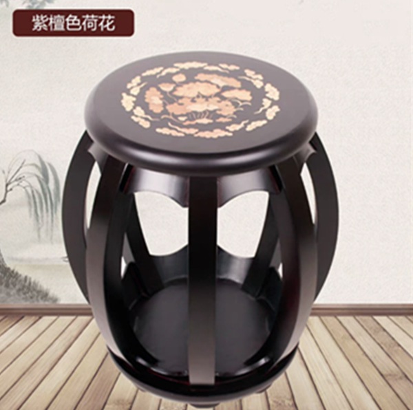 Hotly recommended guzheng round stool (color: rosewood color lotus) (size: height 43CM*board 30CM)