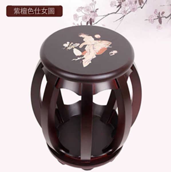 Hotly recommended guzheng round stool (color: rosewood lady picture) (size: height 43CM * board 30CM)