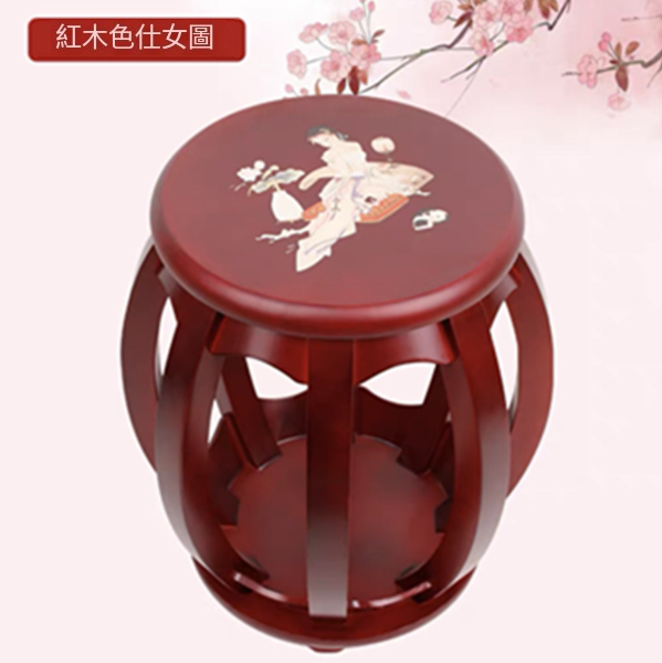 Hotly recommended guzheng round stool (color: mahogany lady picture) (size: height 43CM * board 30CM)