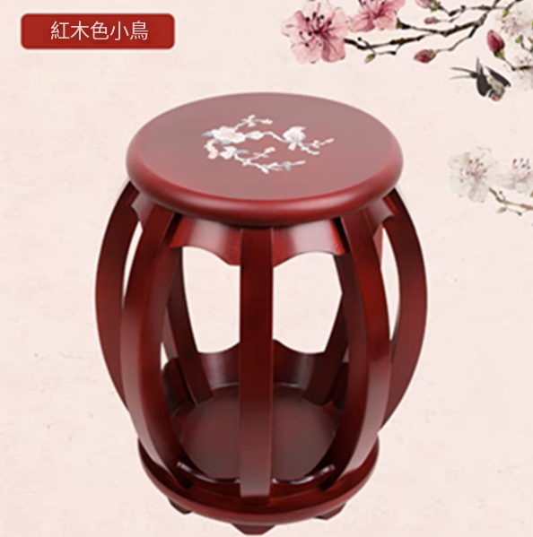 Hot-recommended guzheng round stool (color: red sandalwood bird) (size: height 43CM*board 30CM)
