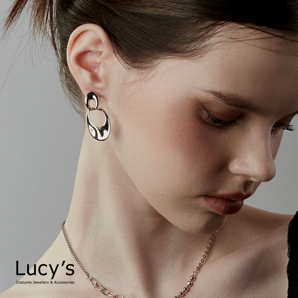 橢圓切片 耳環 (二色) (119371/119372)