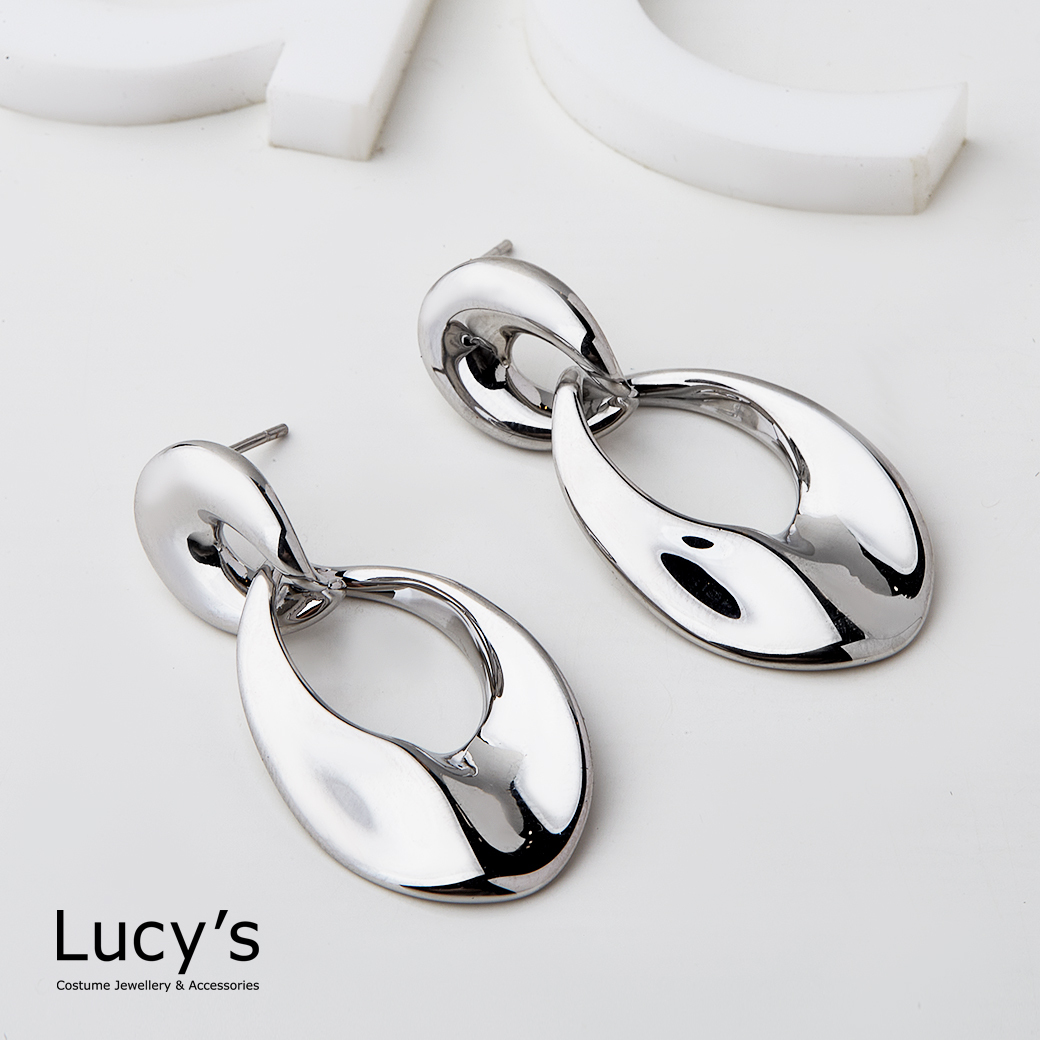 橢圓切片 耳環 (二色) (119371/119372)