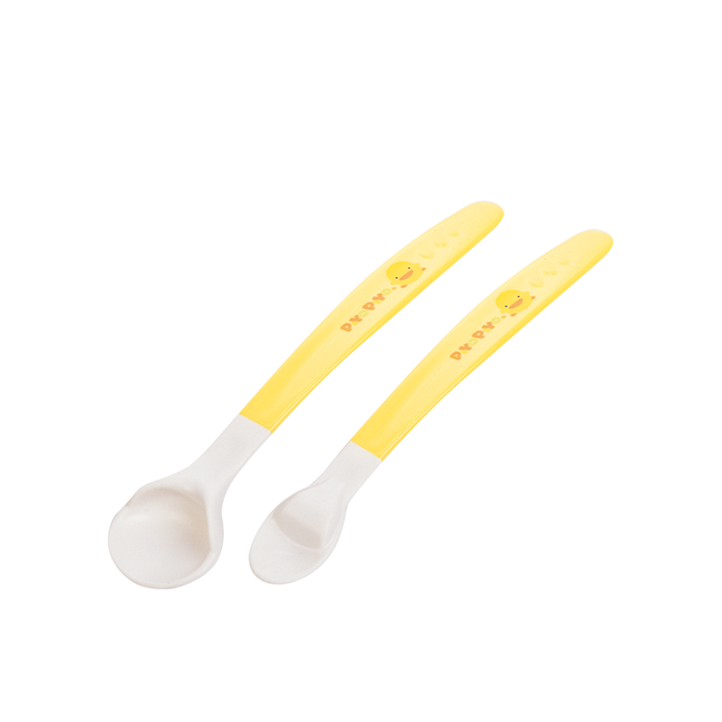 PiyoPiyo 黃色小鴨 雙色離乳安全湯匙組