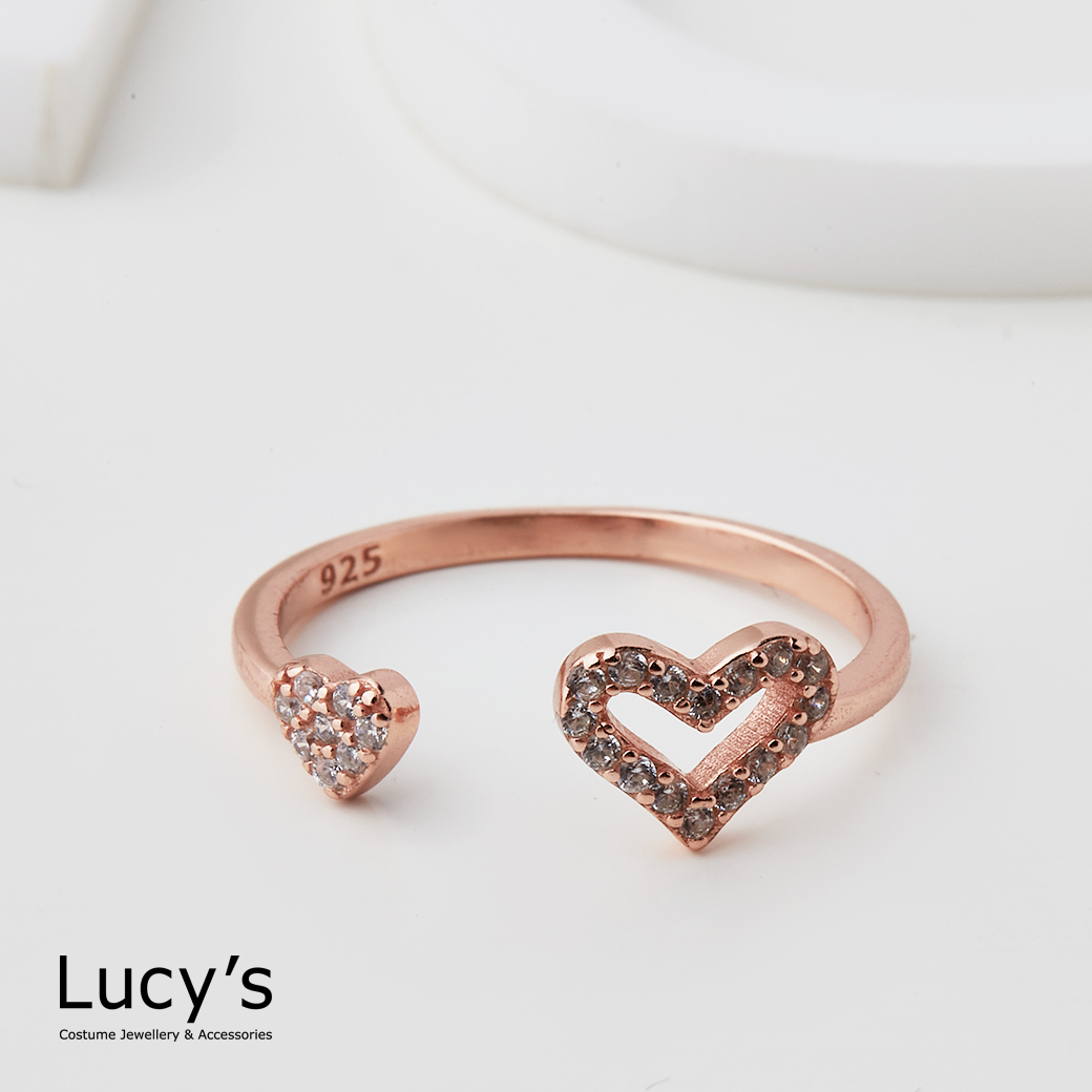 925純銀 閃亮心相映 開口戒 (三色) (120204/120205/120206)