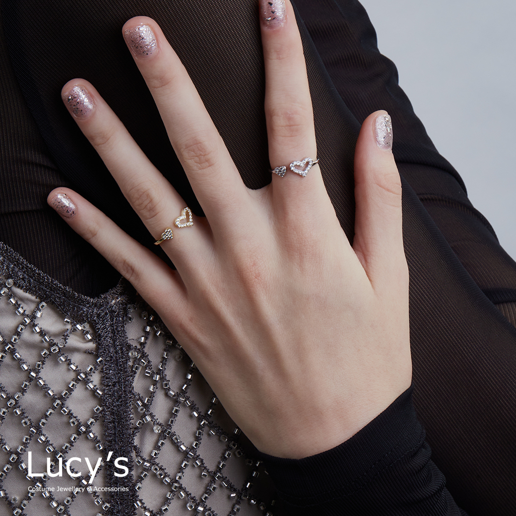 925純銀 閃亮心相映 開口戒 (三色) (120204/120205/120206)