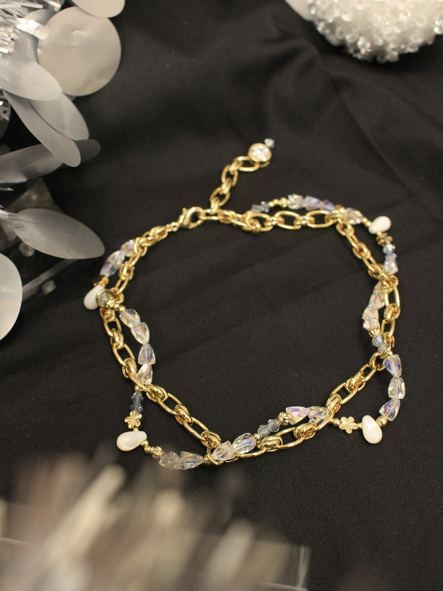 缺一角彩虹。MUCHAT手作14KGP幾何貝殼水晶項鍊