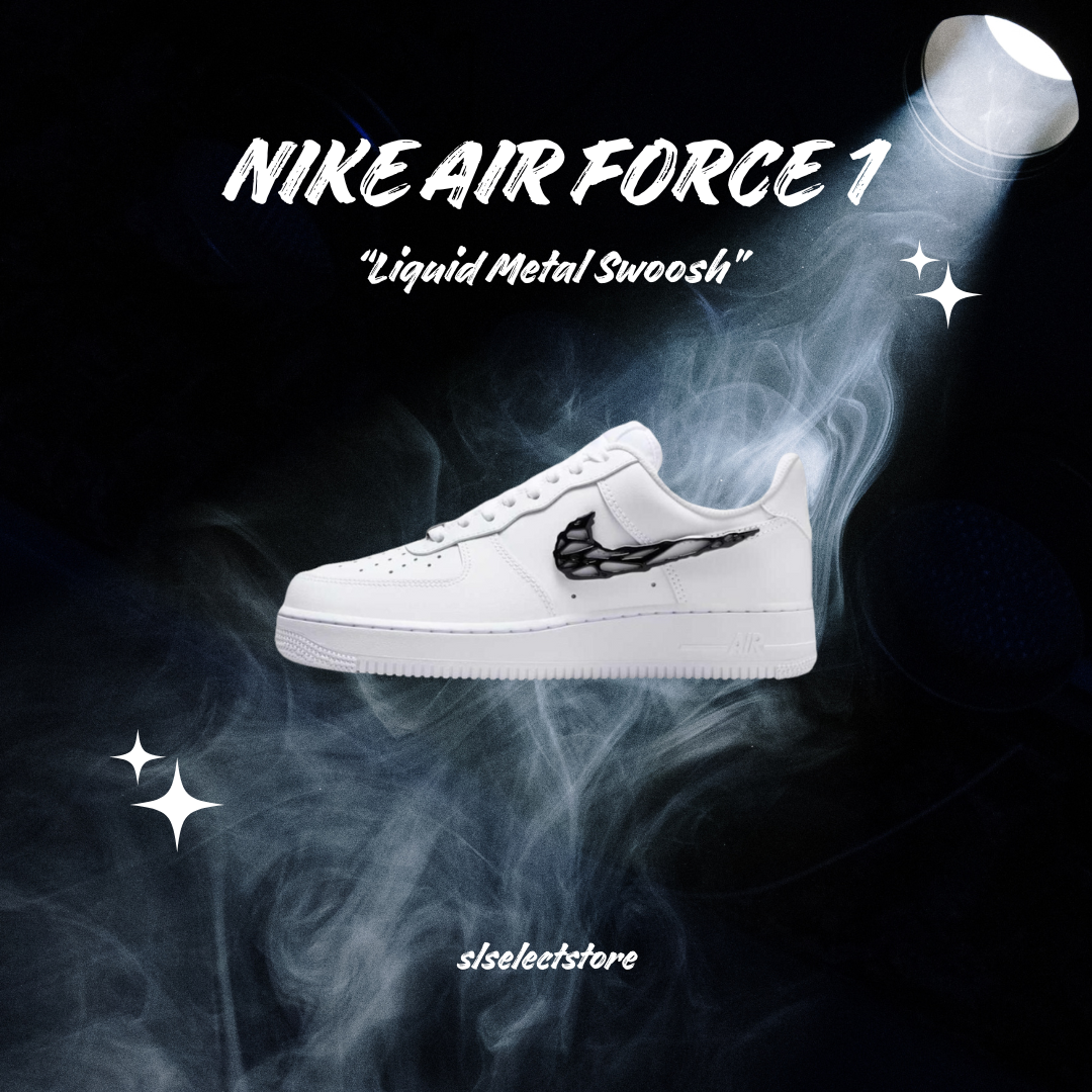 Nike Air Force 1 液態黑 白黑色 金屬勾 皮革 女款 IF1686-101/預購
