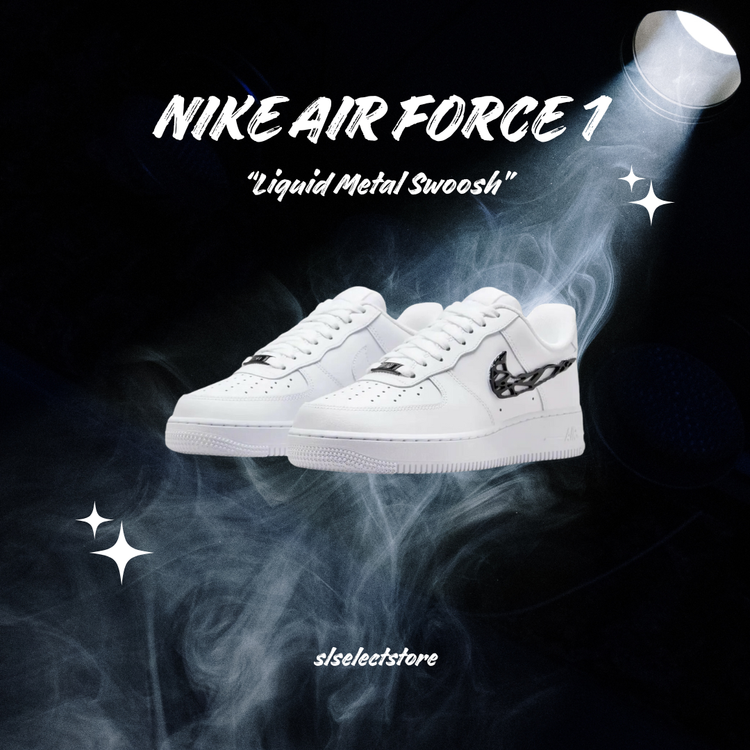 Nike Air Force 1 液態黑 白黑色 金屬勾 皮革 女款 IF1686-101/預購