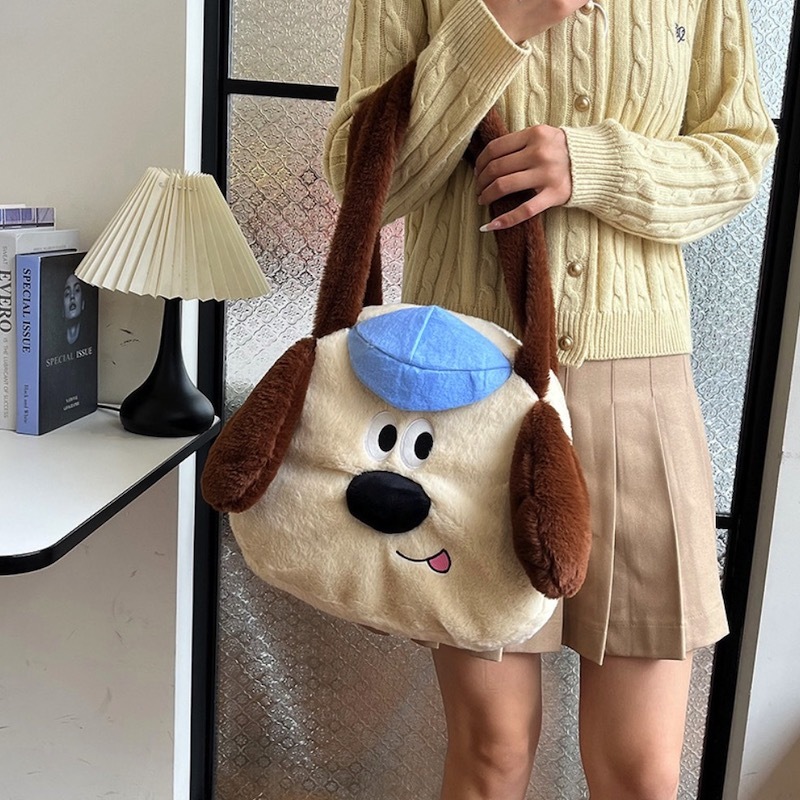 《12256》藍帽子掌門狗毛絨大包包