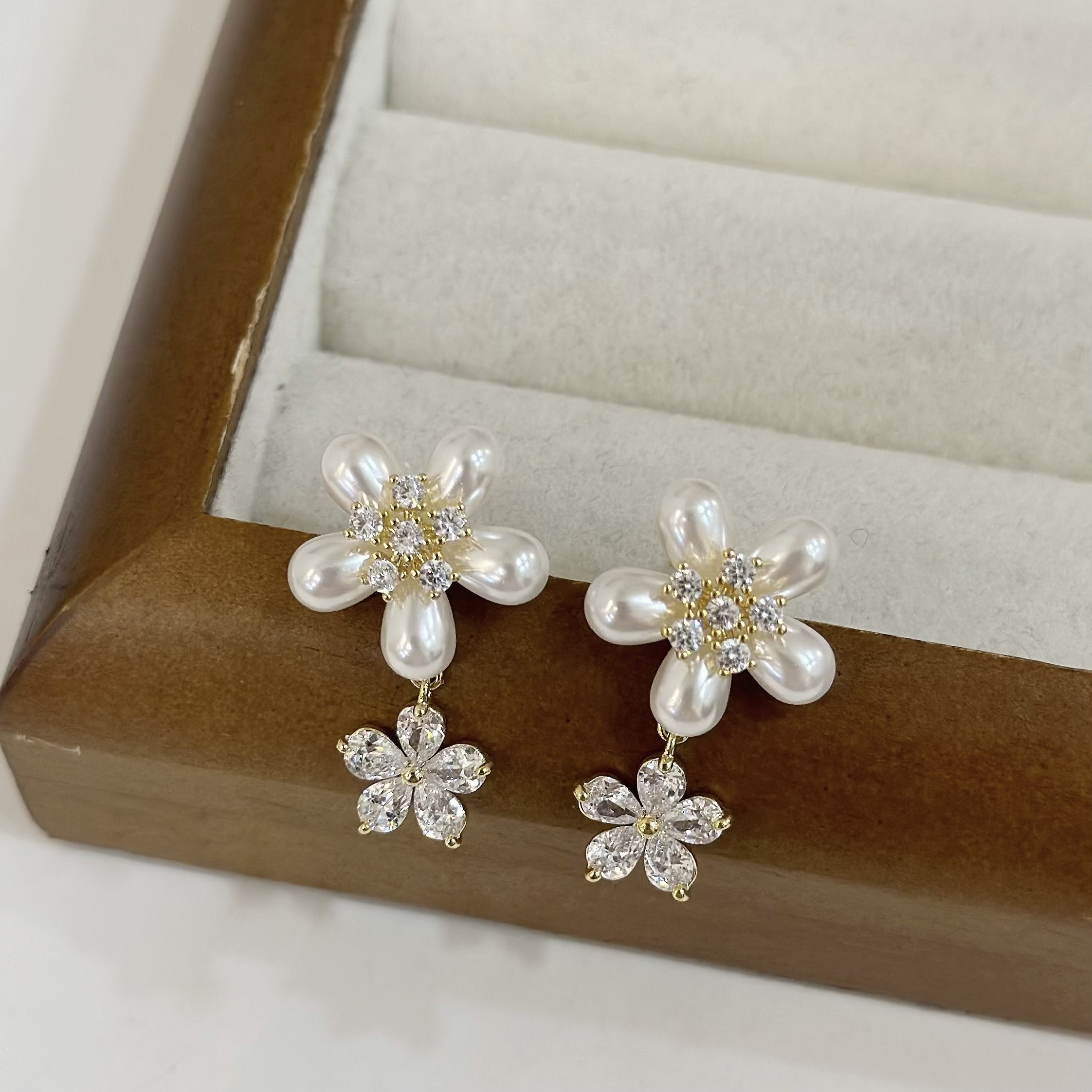 55珍珠鋯石花朵垂吊