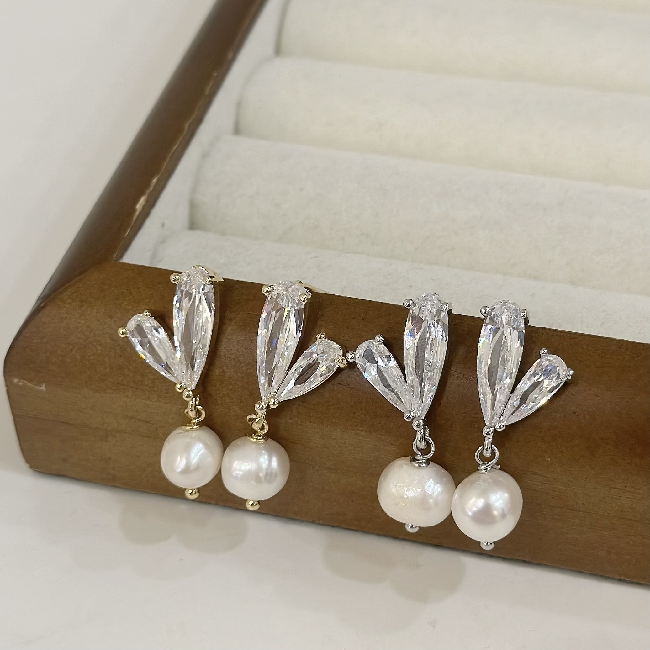 79長鋯石愛心珍珠垂吊