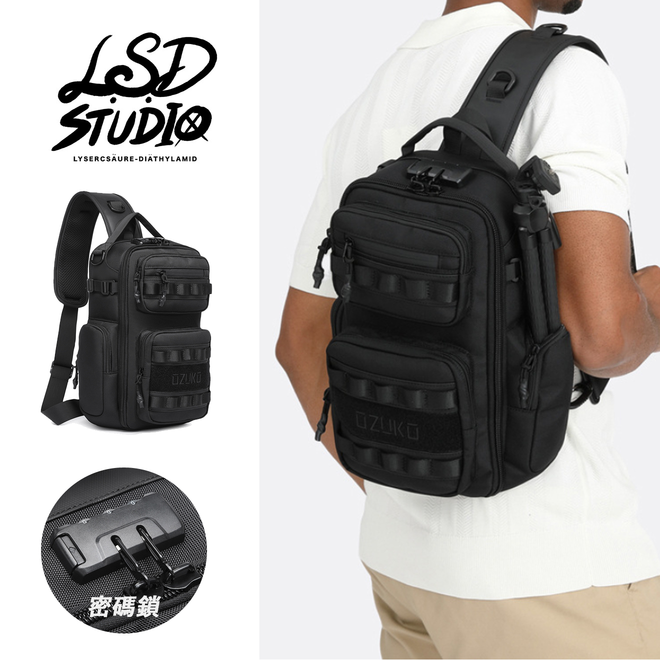 密碼鎖設計｜幽影系列Nova直立密碼鎖設計單肩包【BGWSW12】