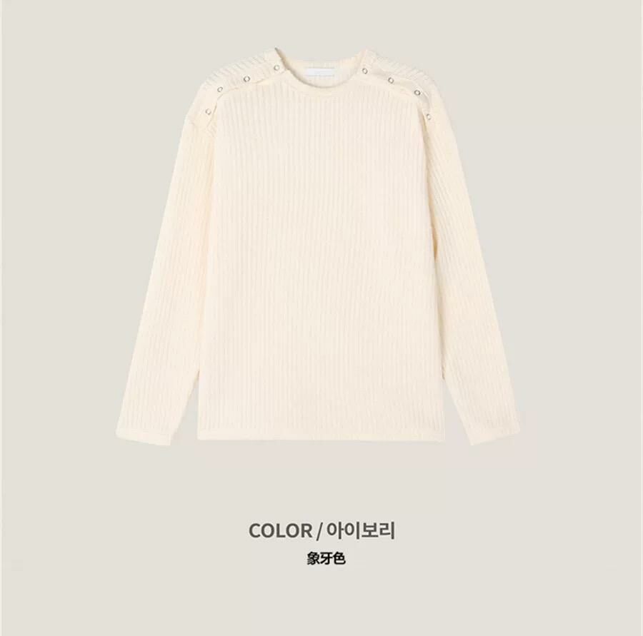 淨色圓領暗直紋針織衫 RAYGUN-021T