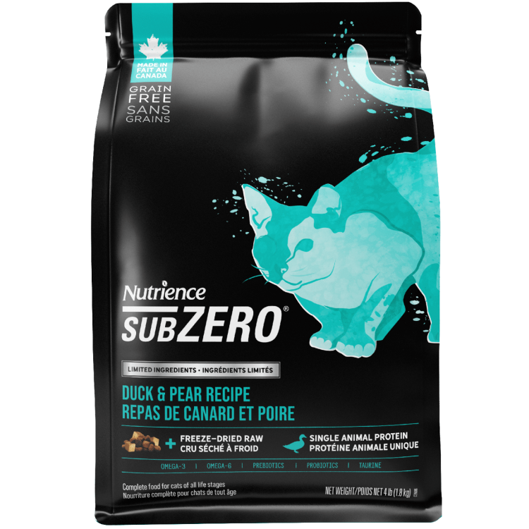[限時優惠] Nutrience – Subzero 單一蛋白鴨+梨 無穀物全貓配方 LID Duck + Pear 10lb